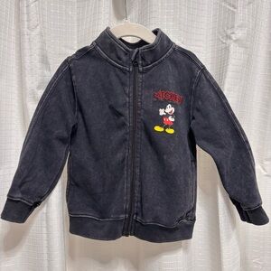 Mickey Mouse Disney Junior Washed Graphic Print Zip Up Sweatshirt Jacket Kids 3T